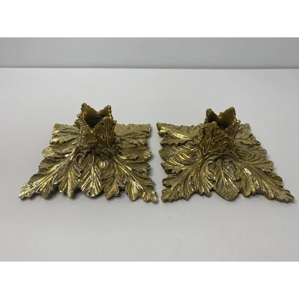MMA Metropolitan Museum of‎ Arts Gold Tone Metal Candle Stick Holders Pair